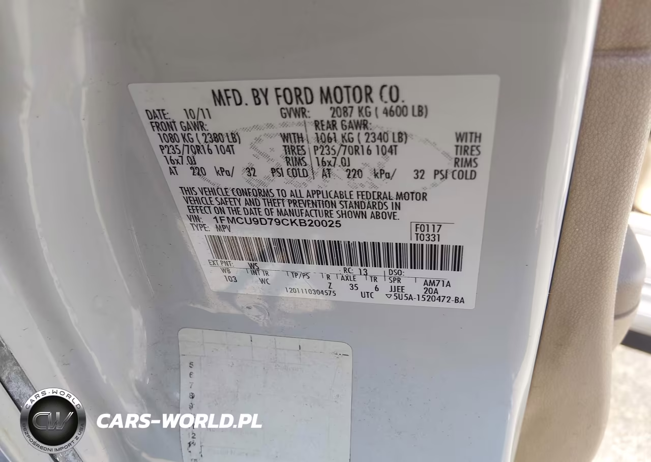 2012 Ford Escape Xlt VIN:1FMCU9D79CKB20025 - 9