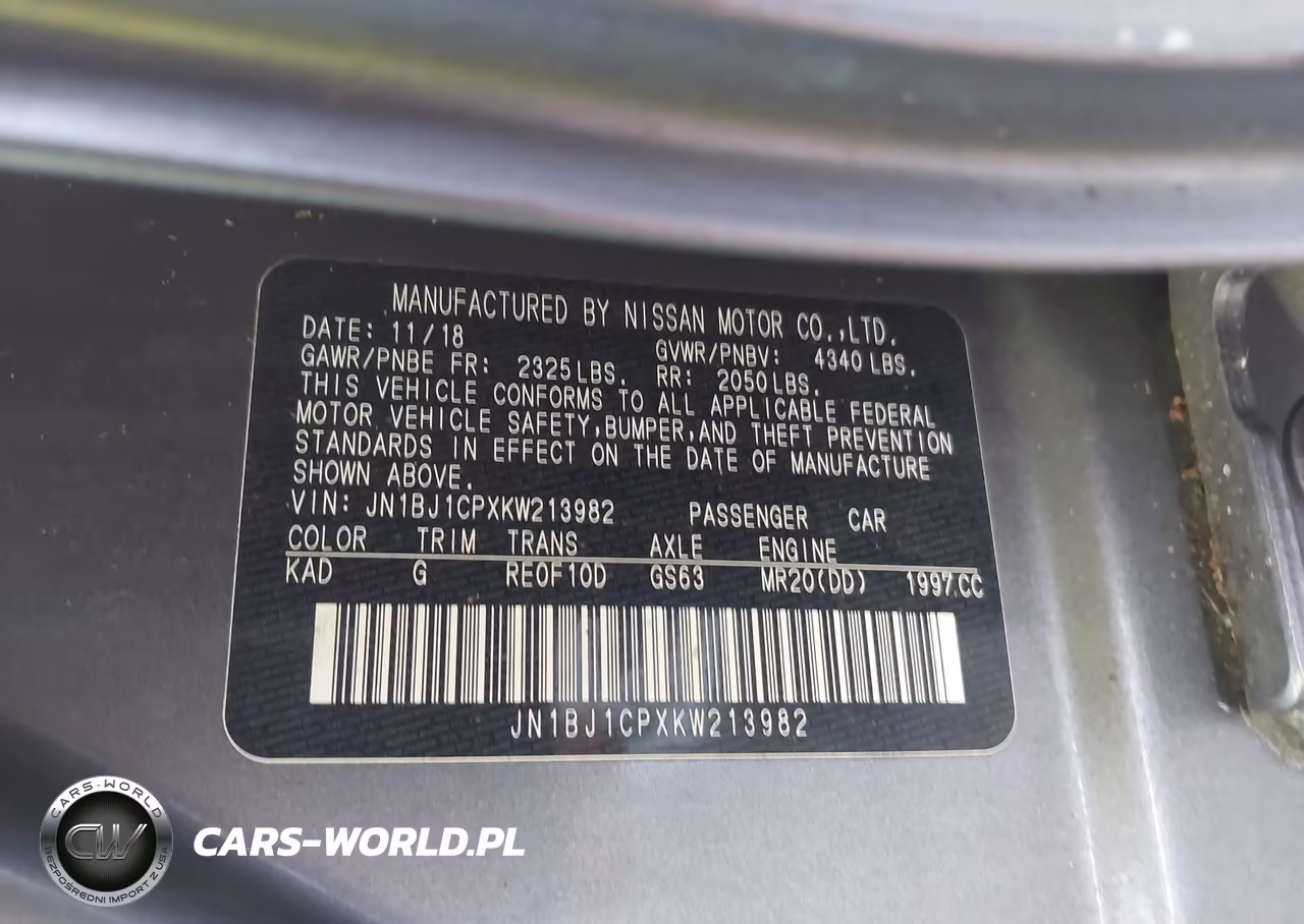 2019 Nissan Rogue Sport S VIN:JN1BJ1CPXKW213982 - 9