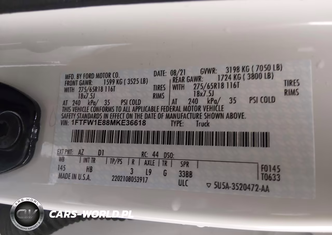 2021 Ford F-150 Lariat VIN:1FTFW1E88MKE36618 - 9