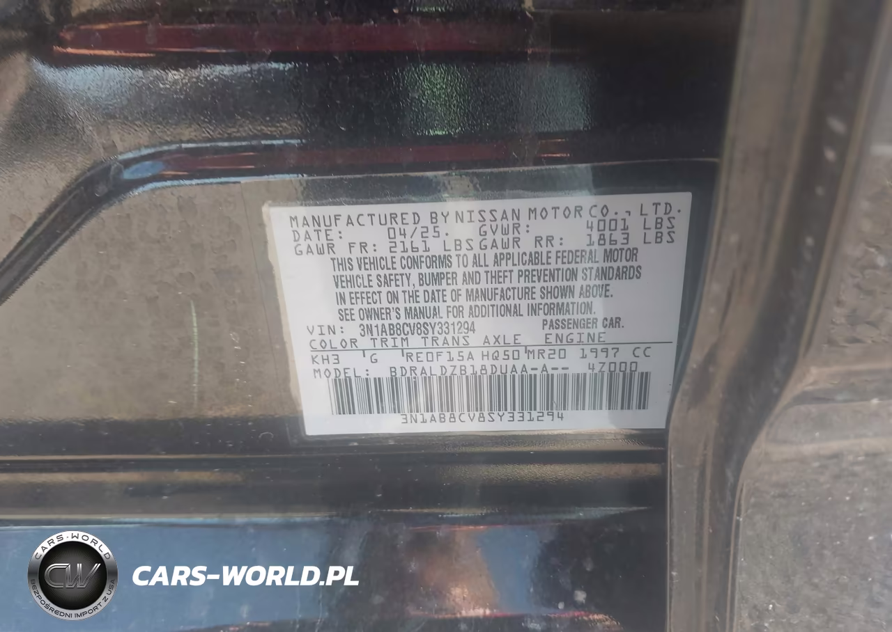 2025 Nissan Sentra Sv VIN:3N1AB8CV8SY331294 - 9