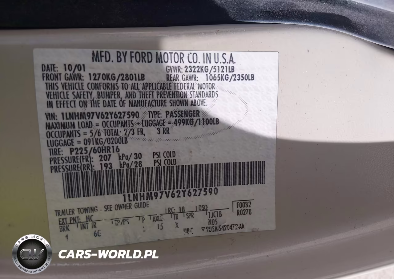 2002 Lincoln Continental VIN:1LNHM97V62Y627590 - 9