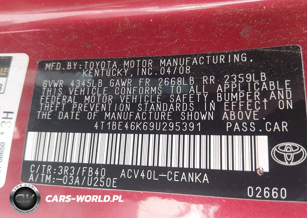 2009 Toyota Camry Le VIN:4T1BE46K69U295391 - 9