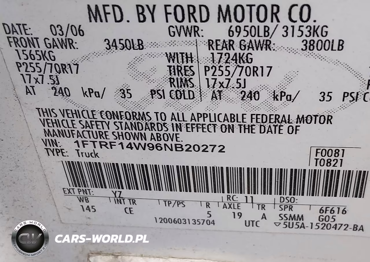 2006 Ford F-150 Stx-Xl-Xlt VIN:1FTRF14W96NB20272 - 9