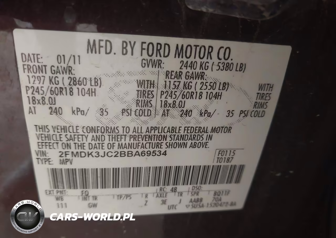 2011 Ford Edge Sel VIN:2FMDK3JC2BBA69534 - 9
