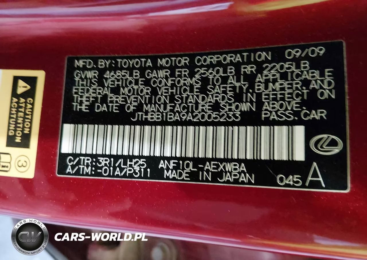 2010 Lexus Hs 250H Premium VIN:JTHBB1BA9A2005233 - 9