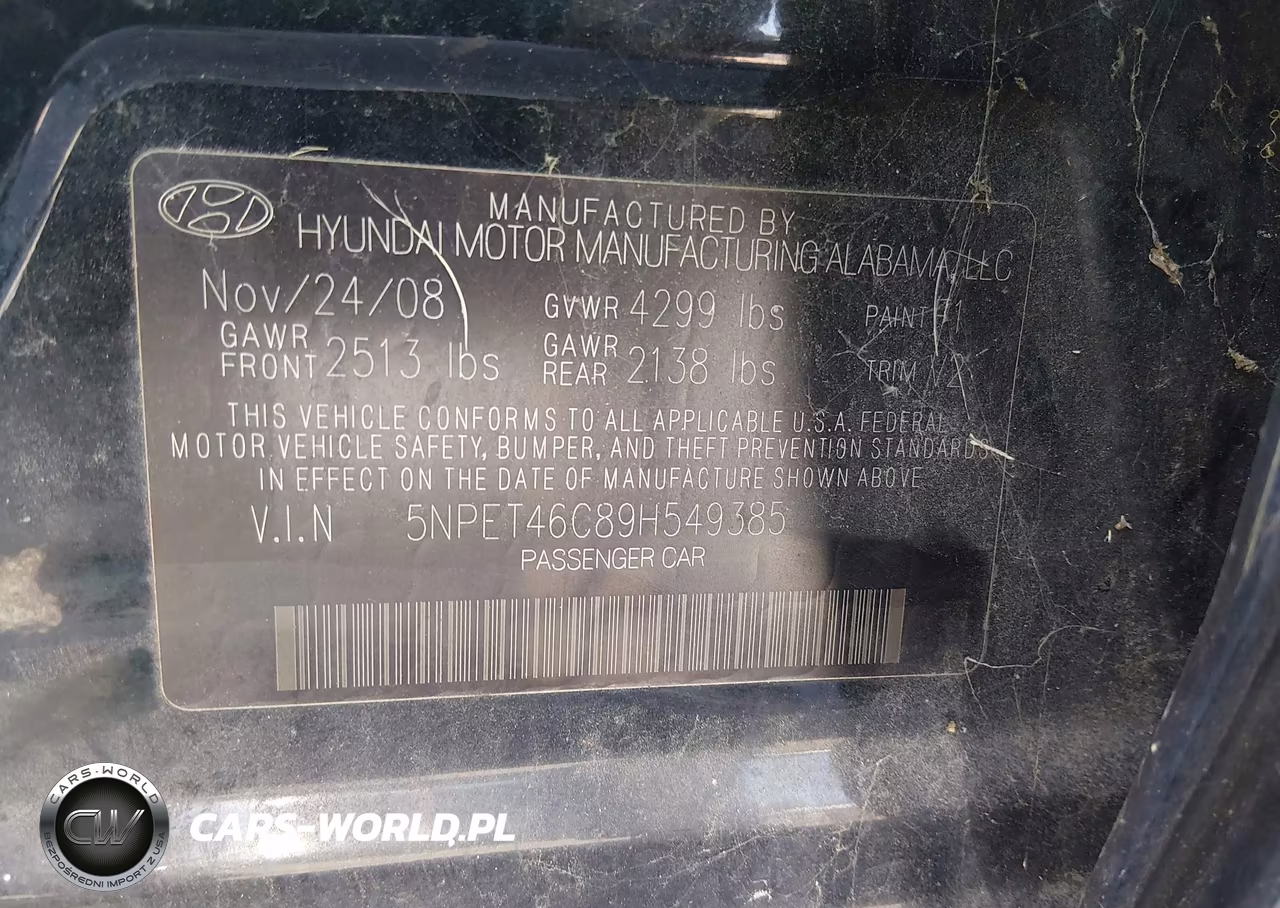 2009 Hyundai Sonata Gls VIN:5NPET46C89H549385 - 9