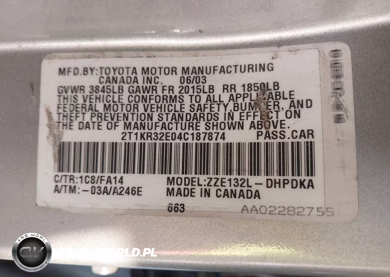 2004 Toyota Matrix Standard VIN:2T1KR32E04C187874 - 9