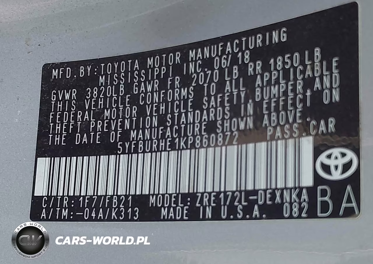 2019 Toyota Corolla Le VIN:5YFBURHE1KP860872 - 9
