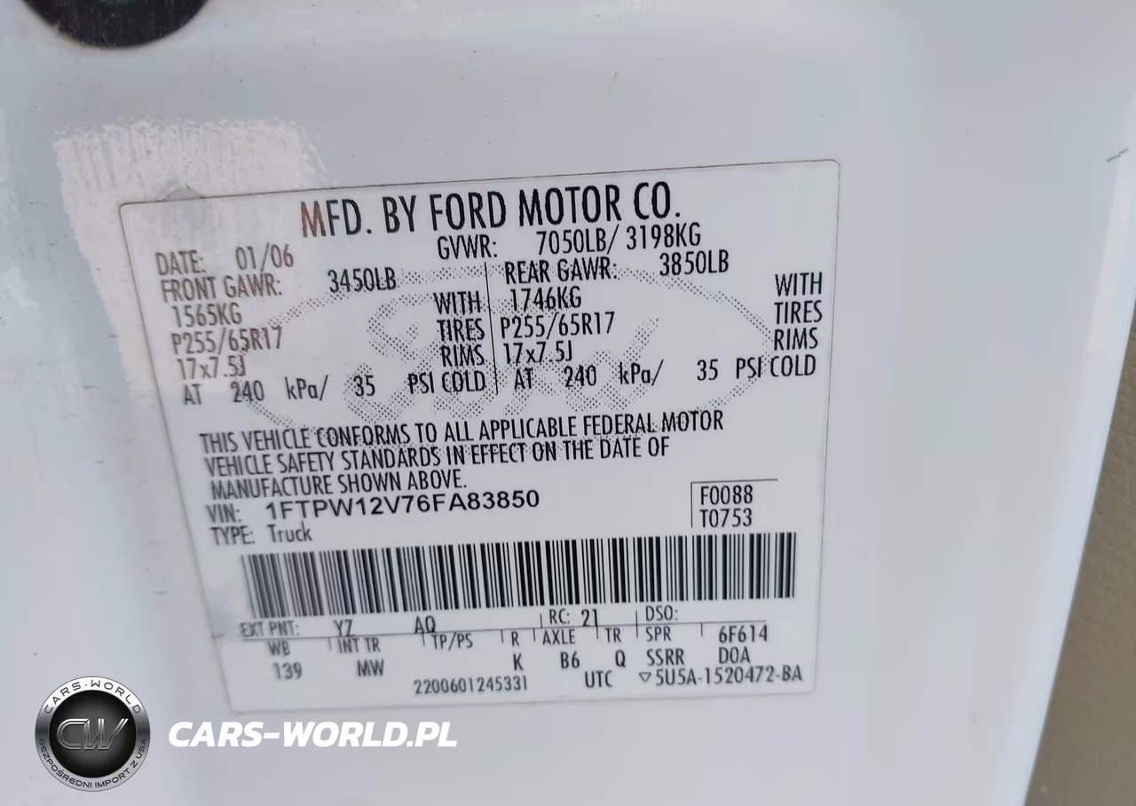 2006 Ford F-150 Lariat-Xlt VIN:1FTPW12V76FA83850 - 9