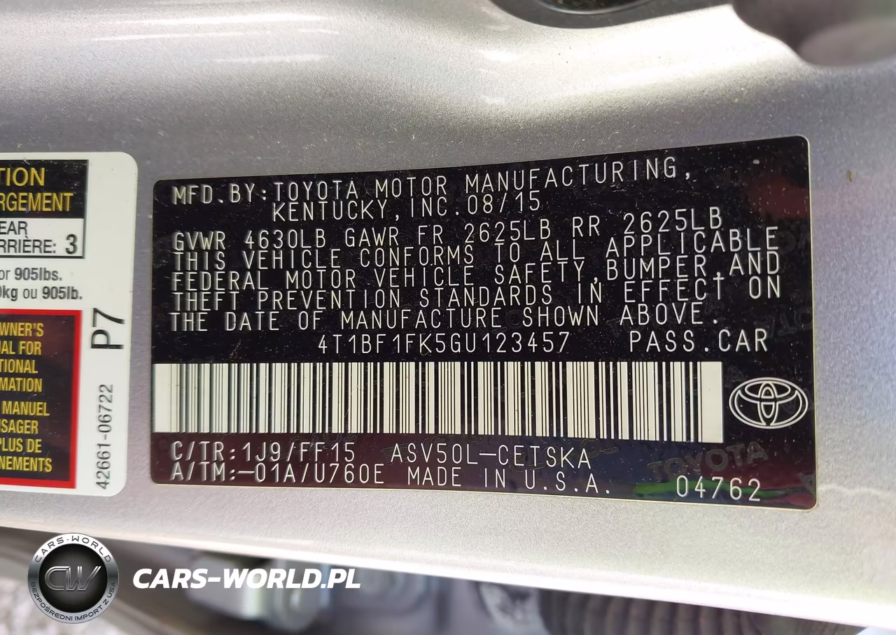 2016 Toyota Camry Se VIN:4T1BF1FK5GU123457 - 9