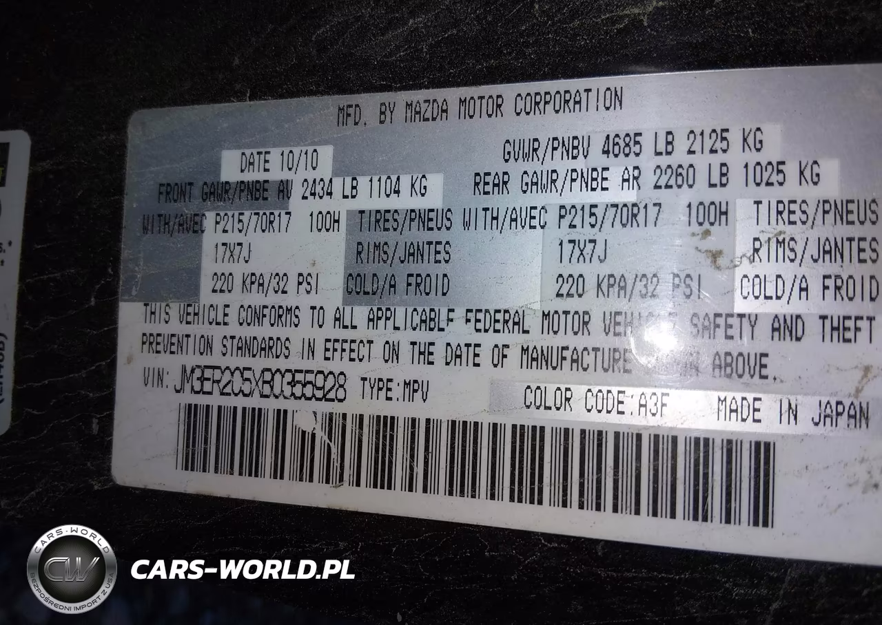 2011 Mazda Cx-7 I Touring VIN:JM3ER2C5XB0355928 - 9