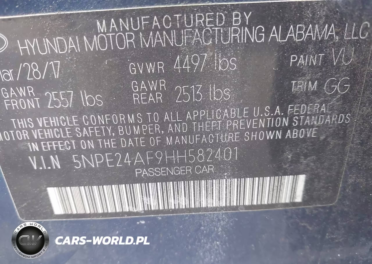 2017 Hyundai Sonata VIN:5NPE24AF9HH582401 - 9