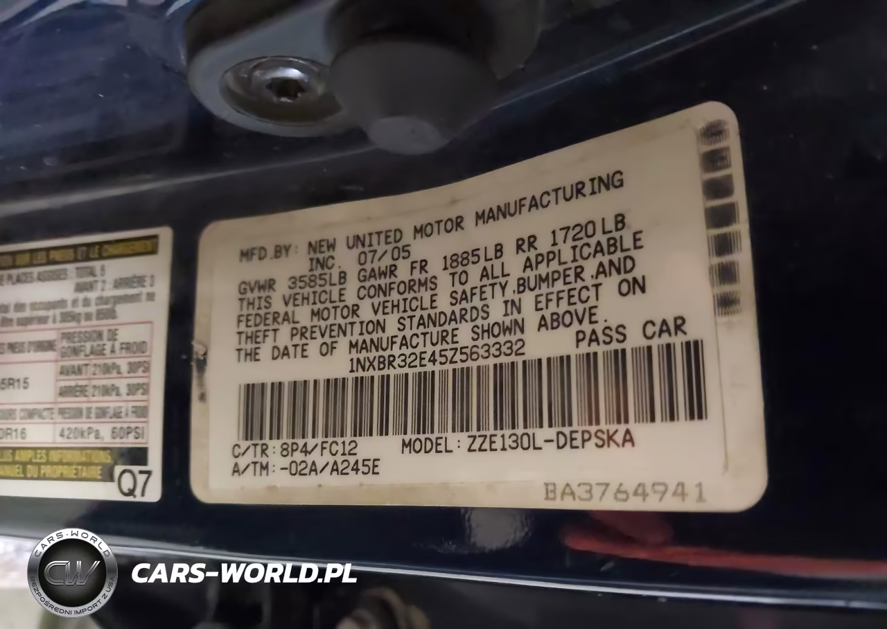 2005 Toyota Corolla S VIN:1NXBR32E45Z563332 - 9