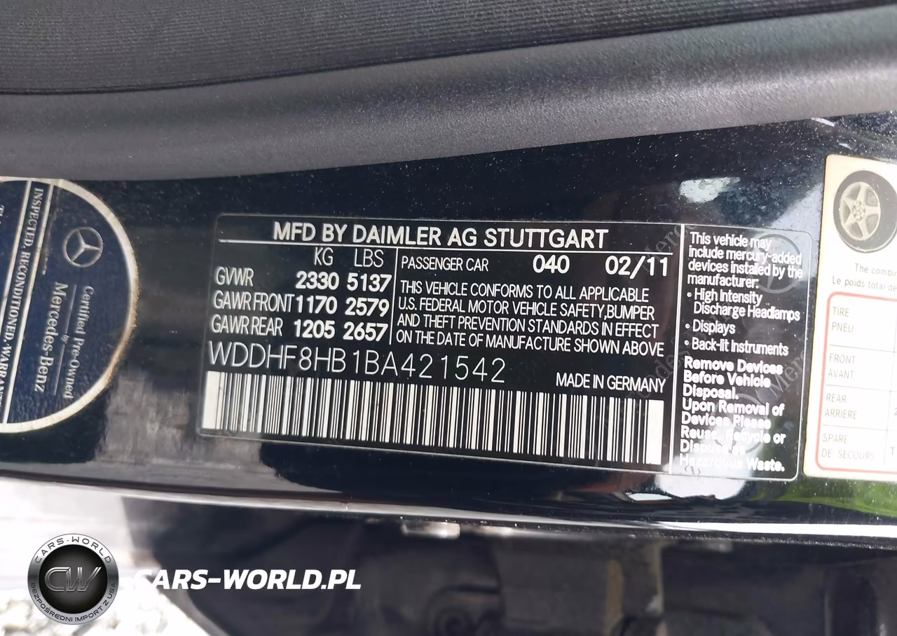 2011 Mercedes-Benz E 350 4Matic VIN:WDDHF8HB1BA421542 - 9