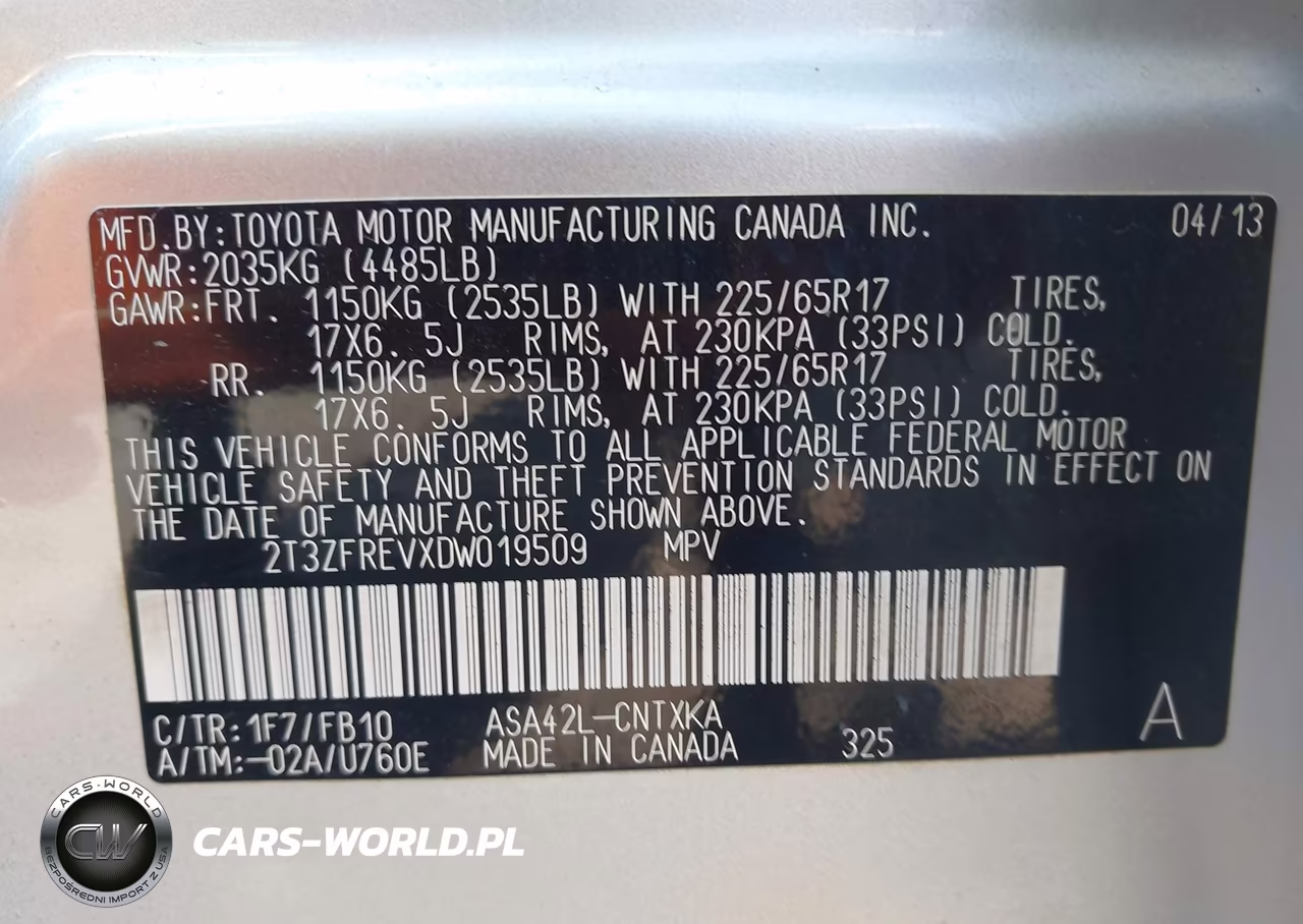 2013 Toyota Rav4 Le VIN:2T3ZFREVXDW019509 - 9