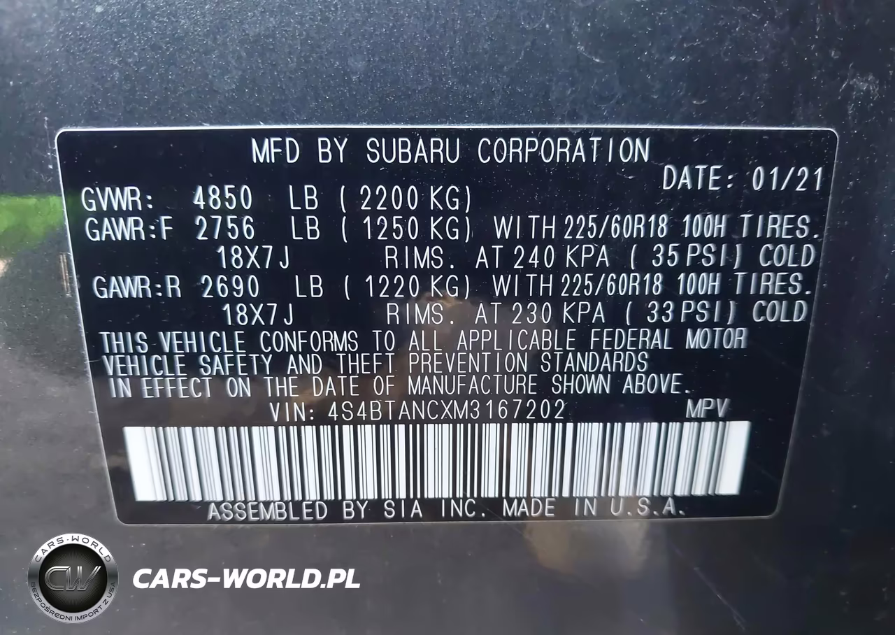 2021 Subaru Outback Limited VIN:4S4BTANCXM3167202 - 9