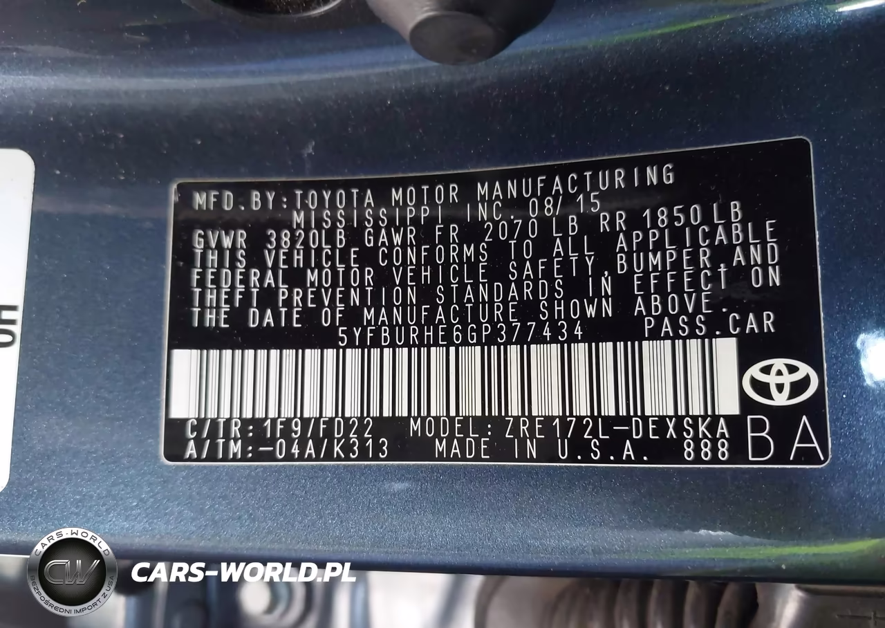 2016 Toyota Corolla S Plus VIN:5YFBURHE6GP377434 - 9