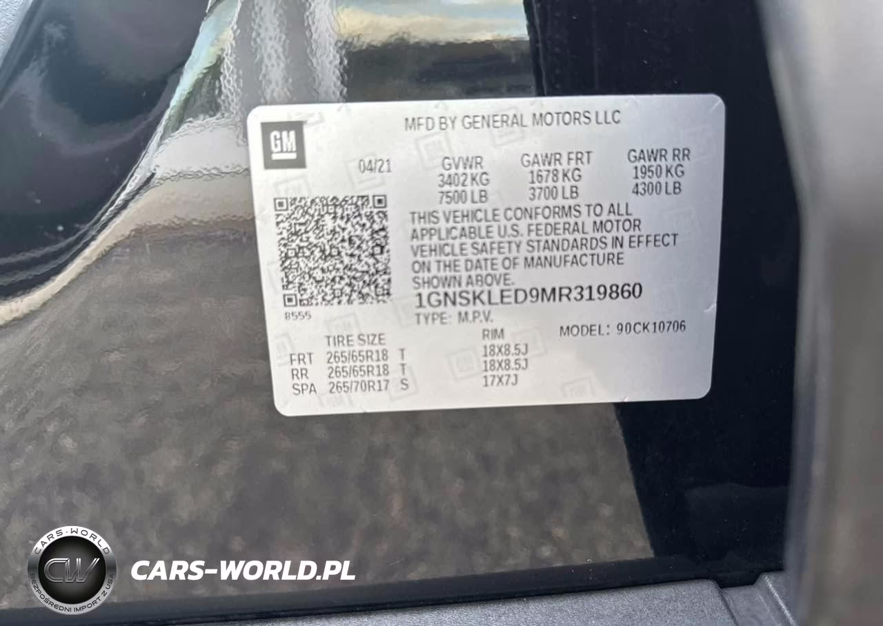 2021 Chevrolet Tahoe K1500 VIN:1GNSKLED9MR319860 - 9