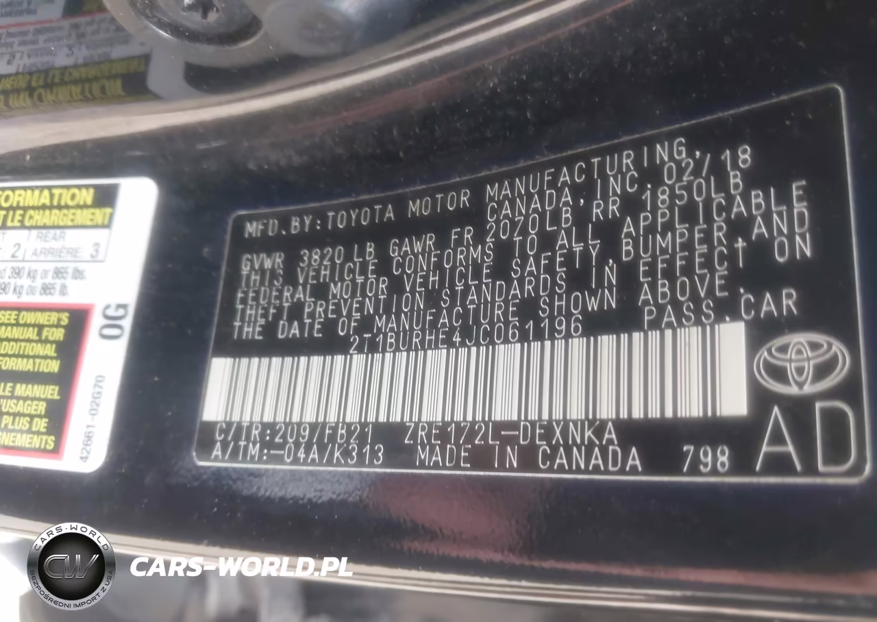 2018 Toyota Corolla Le VIN:2T1BURHE4JC061196 - 9