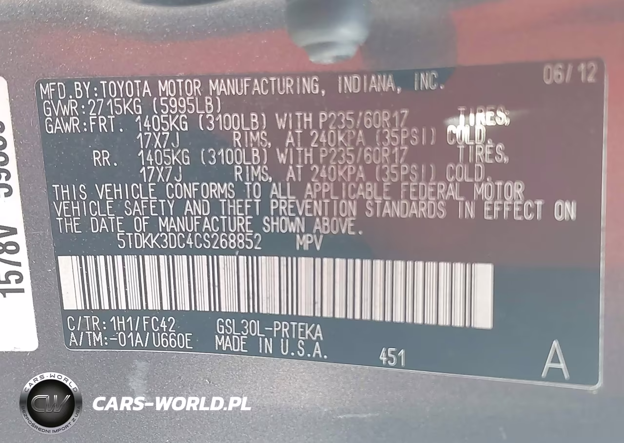 2012 Toyota Sienna Le V6 8 Passenger VIN:5TDKK3DC4CS268852 - 9