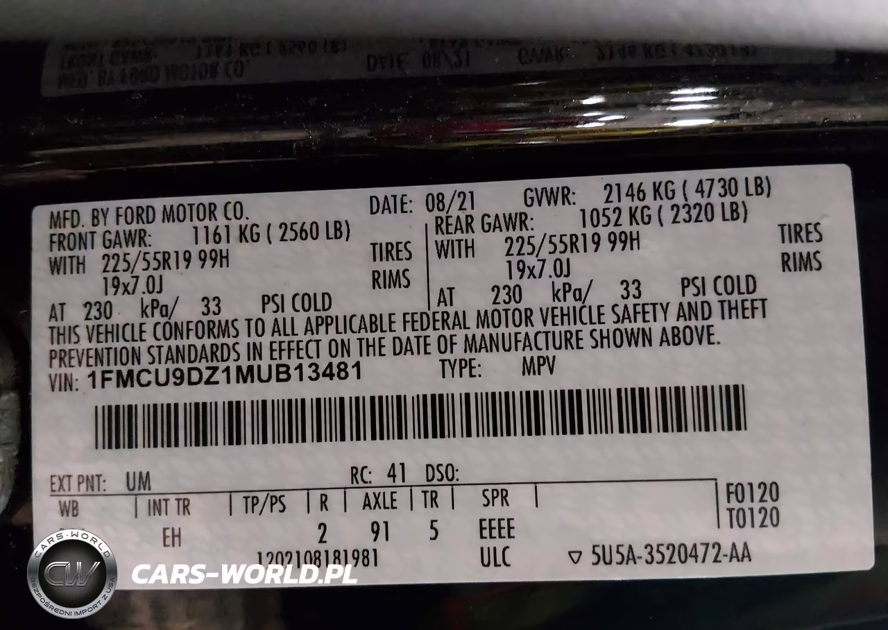 2021 Ford Escape Titanium Hybrid VIN:1FMCU9DZ1MUB13481 - 9