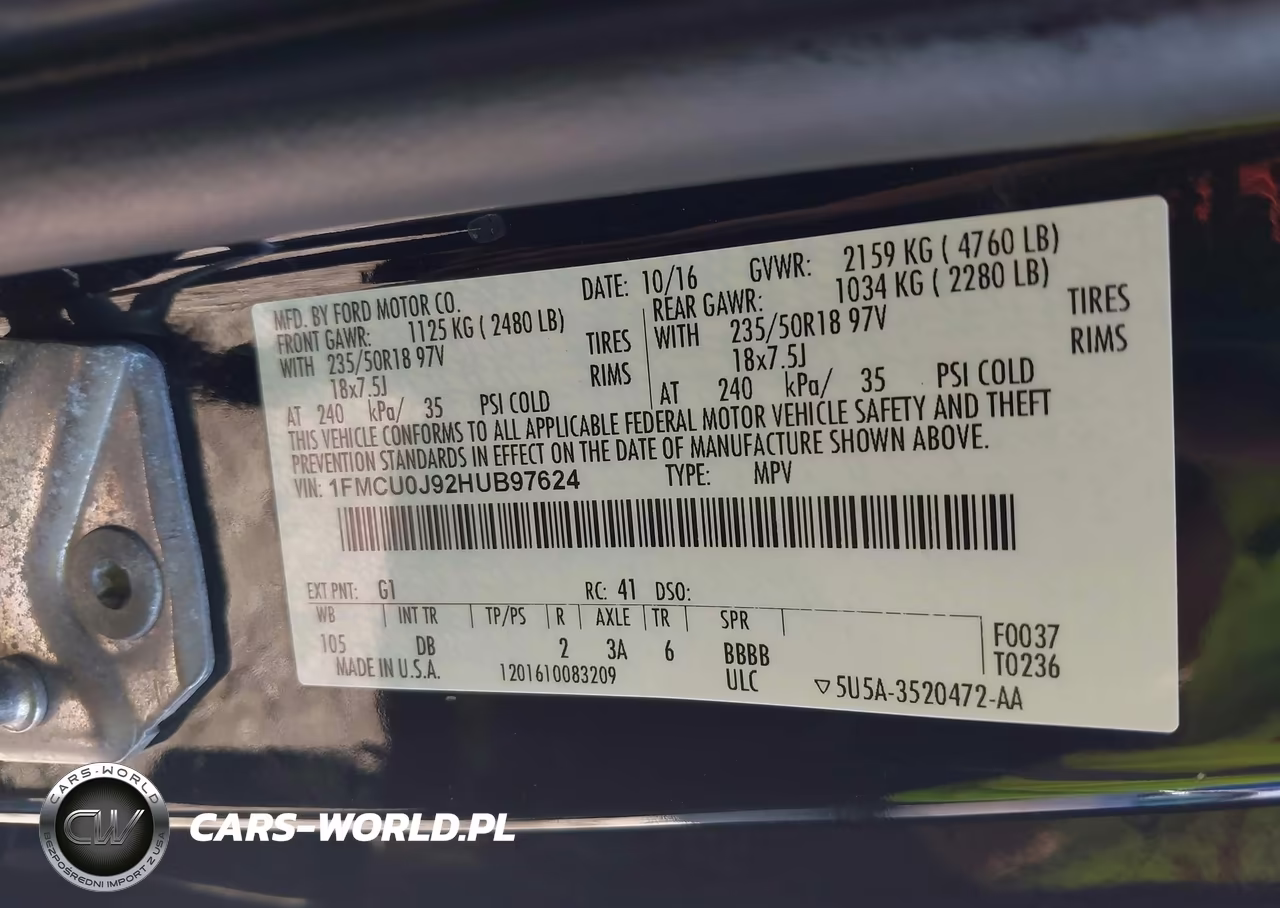 2017 Ford Escape Titanium VIN:1FMCU0J92HUB97624 - 9