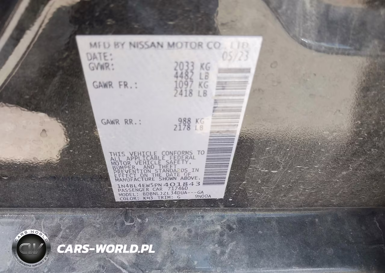 2023 Nissan Altima Sl Intelligent Awd VIN:1N4BL4EW5PN401843 - 9