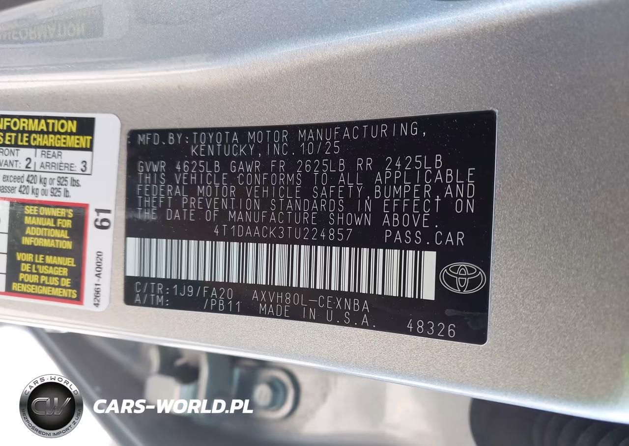 2026 Toyota Camry Le VIN:4T1DAACK3TU224857 - 9