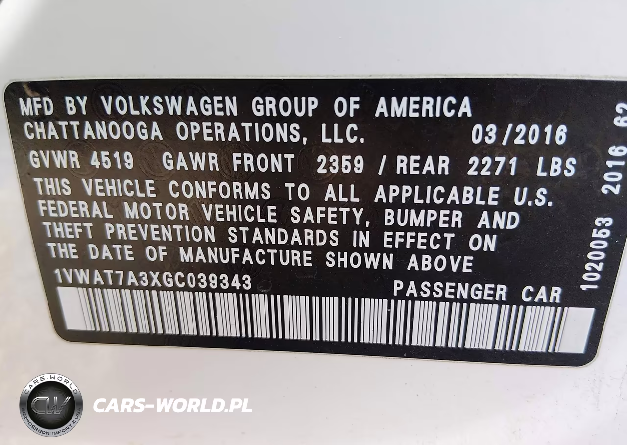 2016 Volkswagen Passat 1.8T R-Line VIN:1VWAT7A3XGC039343 - 9