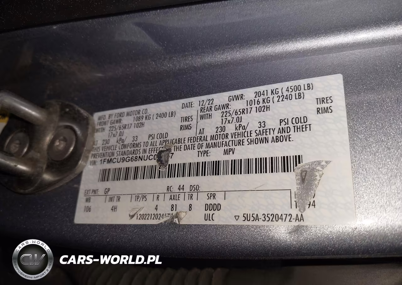 2022 Ford Escape Se VIN:1FMCU9G68NUC02497 - 9