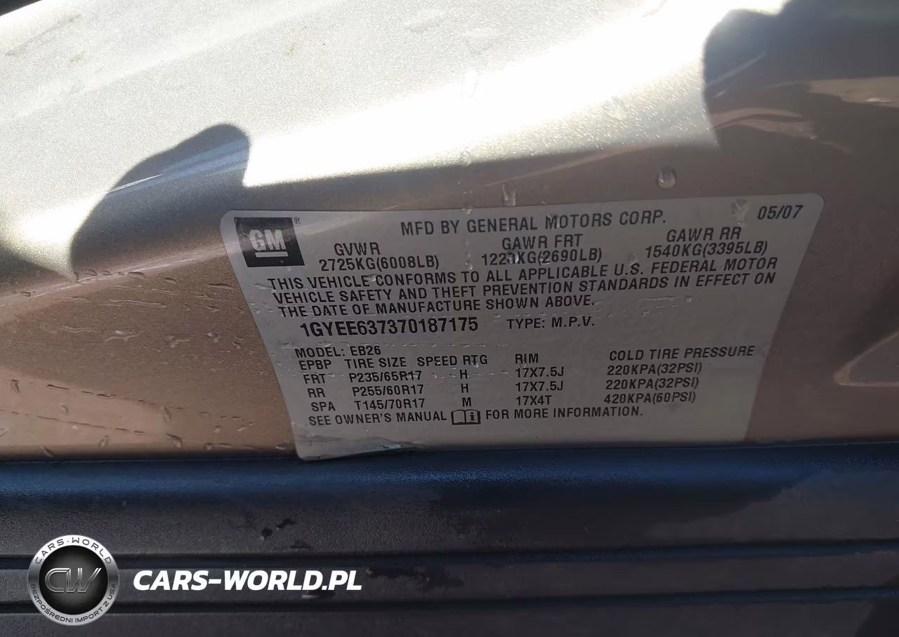 2007 Cadillac Srx V6 VIN:1GYEE637370187175 - 9