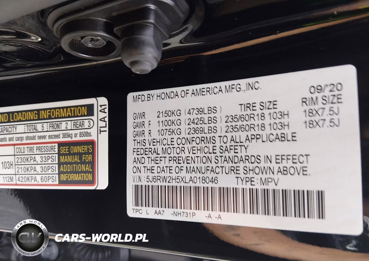 2020 Honda Cr-V Awd Ex VIN:5J6RW2H5XLA018046 - 9