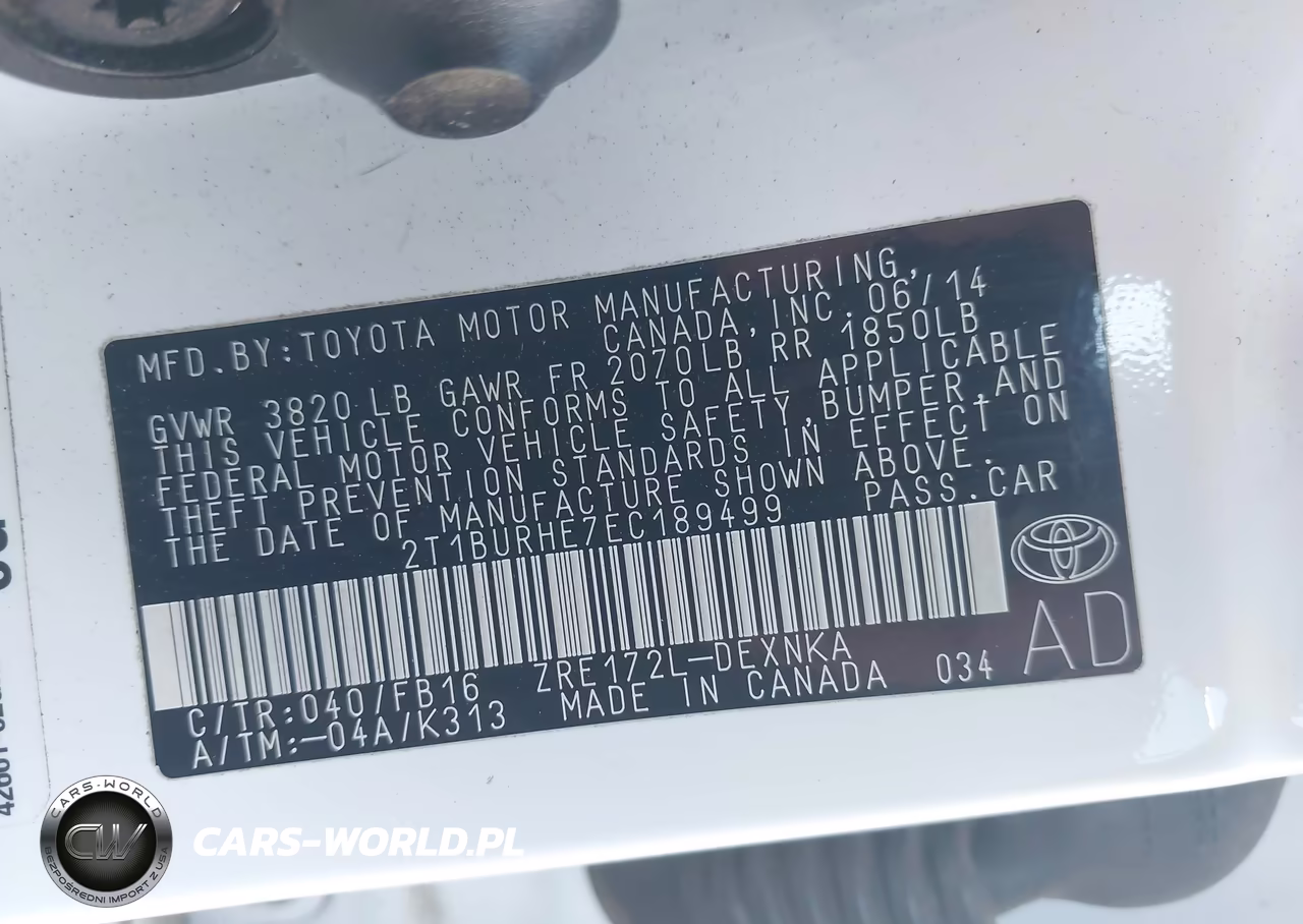 2014 Toyota Corolla Le VIN:2T1BURHE7EC189499 - 9