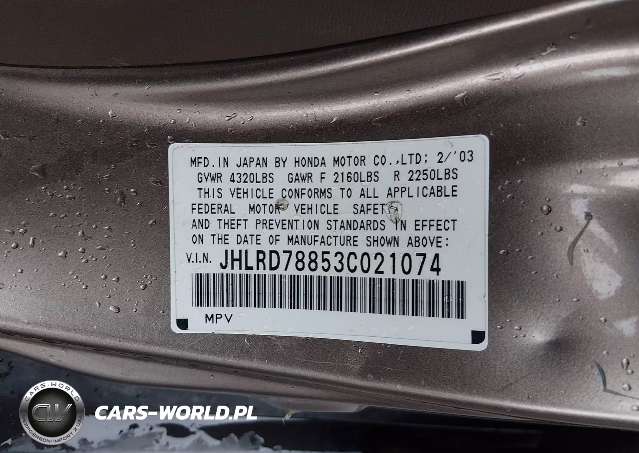 2003 Honda Cr-V Ex VIN:JHLRD78853C021074 - 9