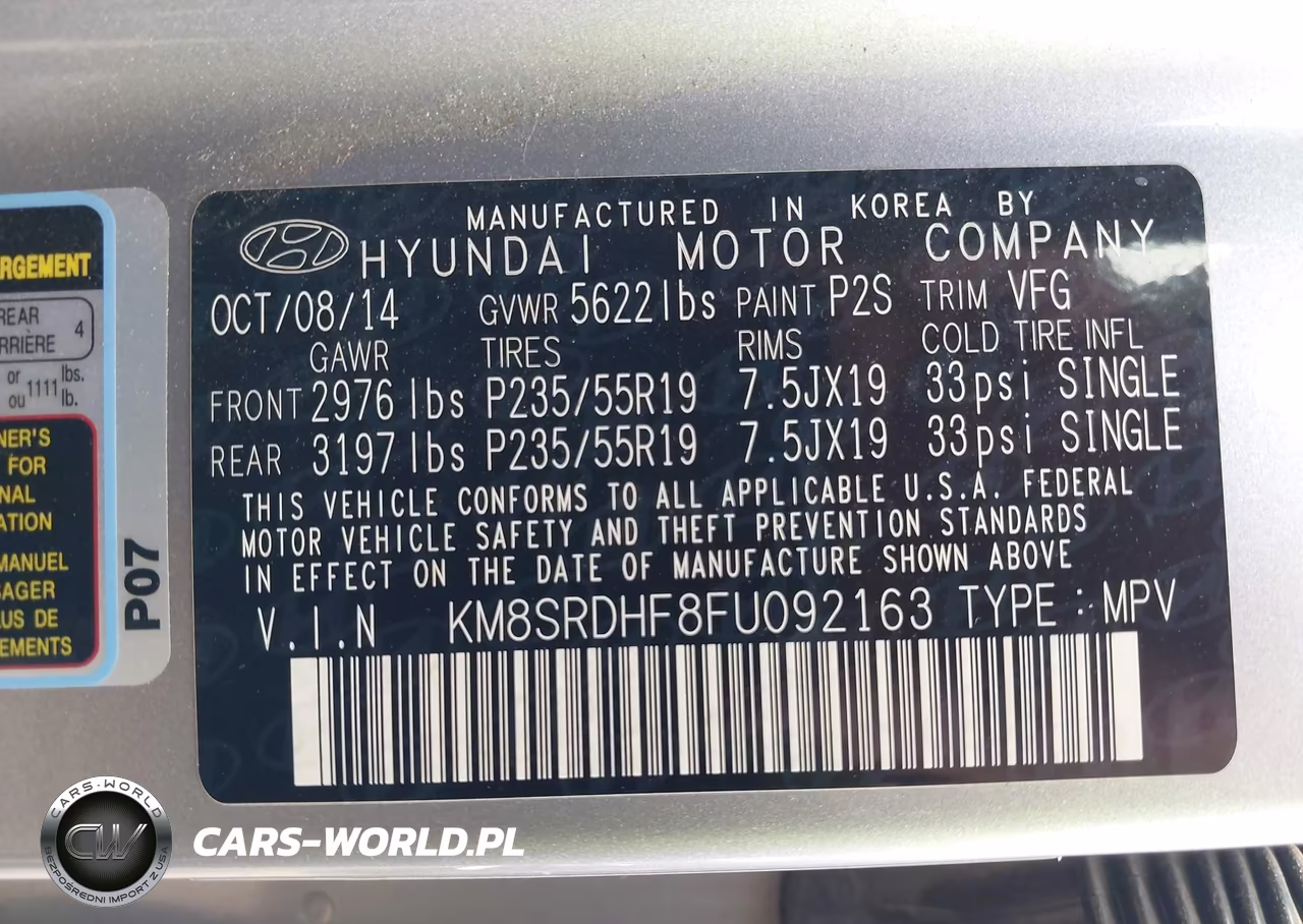 2015 Hyundai Santa Fe Limited VIN:KM8SRDHF8FU092163 - 9