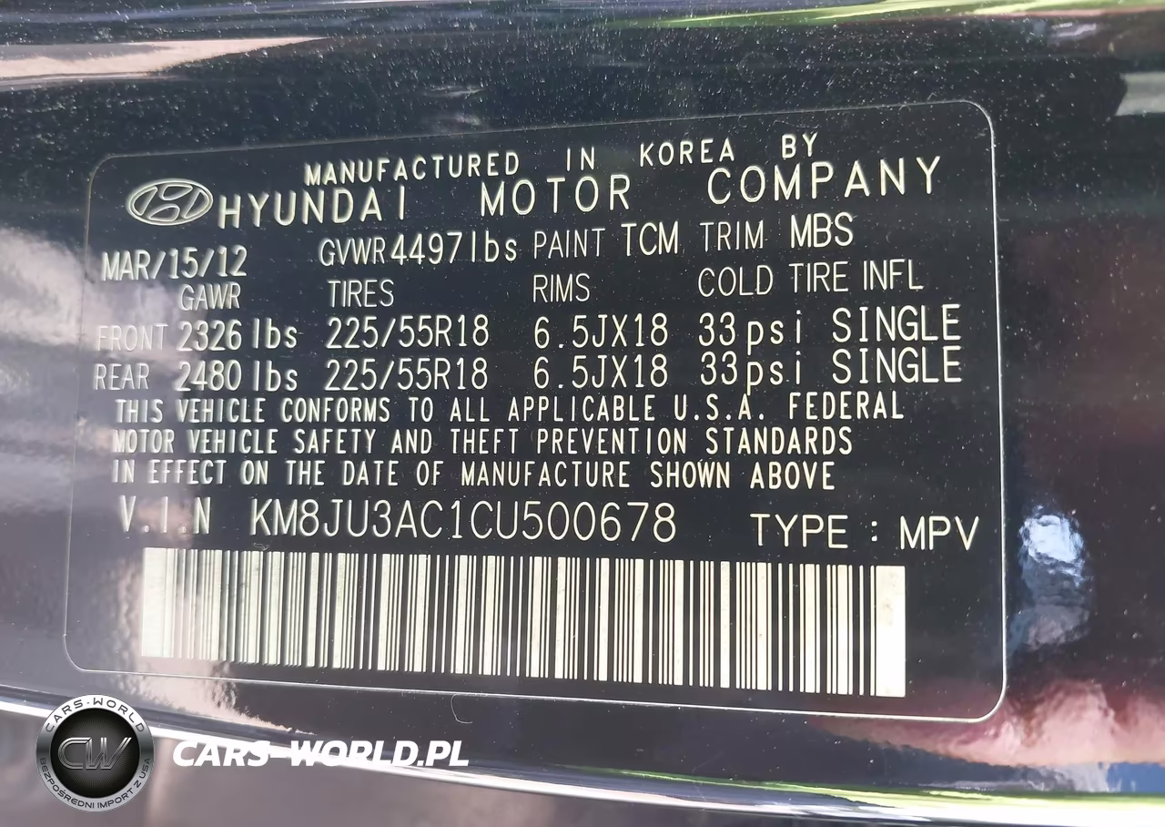 2012 Hyundai Tucson Limited VIN:KM8JU3AC1CU500678 - 9