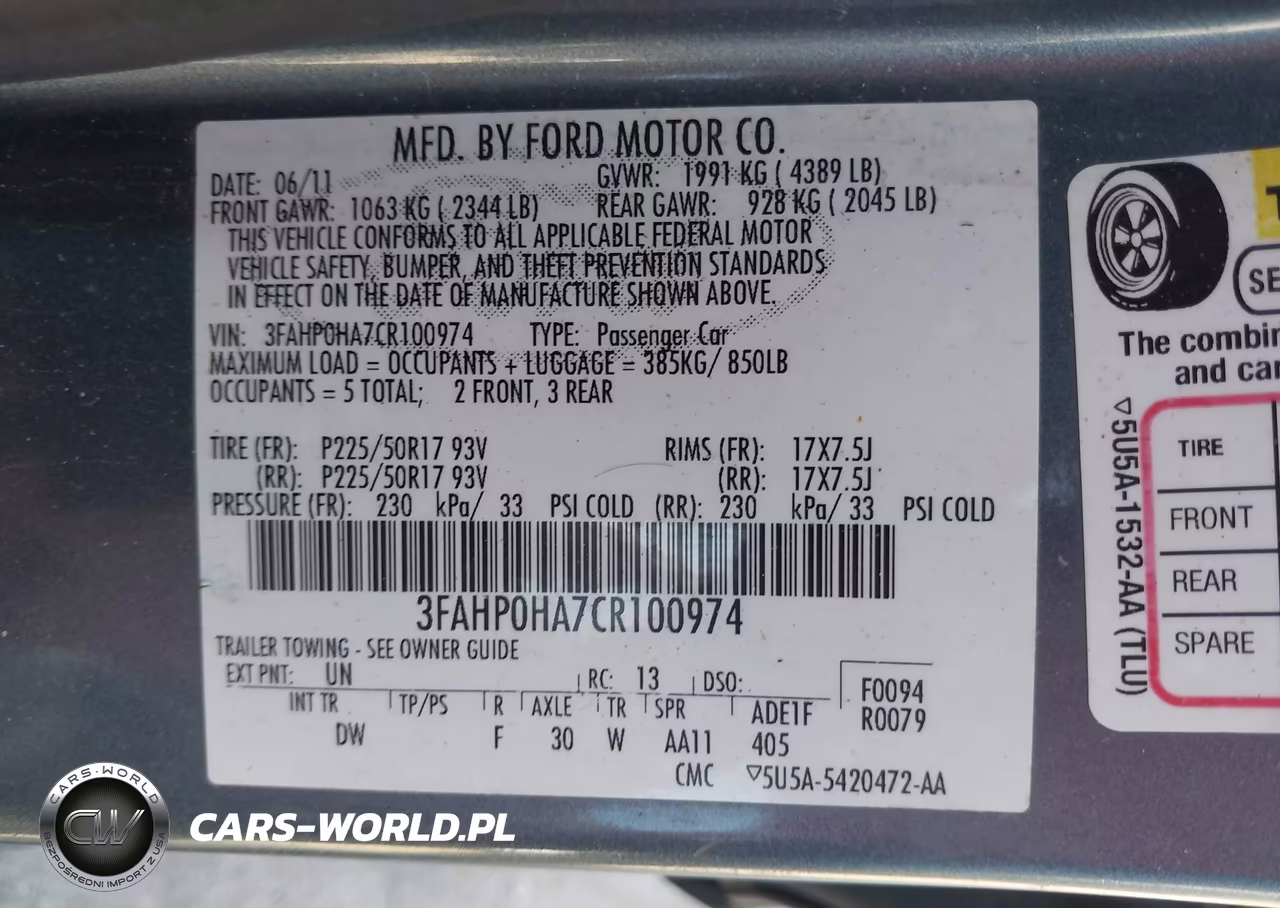 2012 Ford Fusion Se VIN:3FAHP0HA7CR100974 - 8