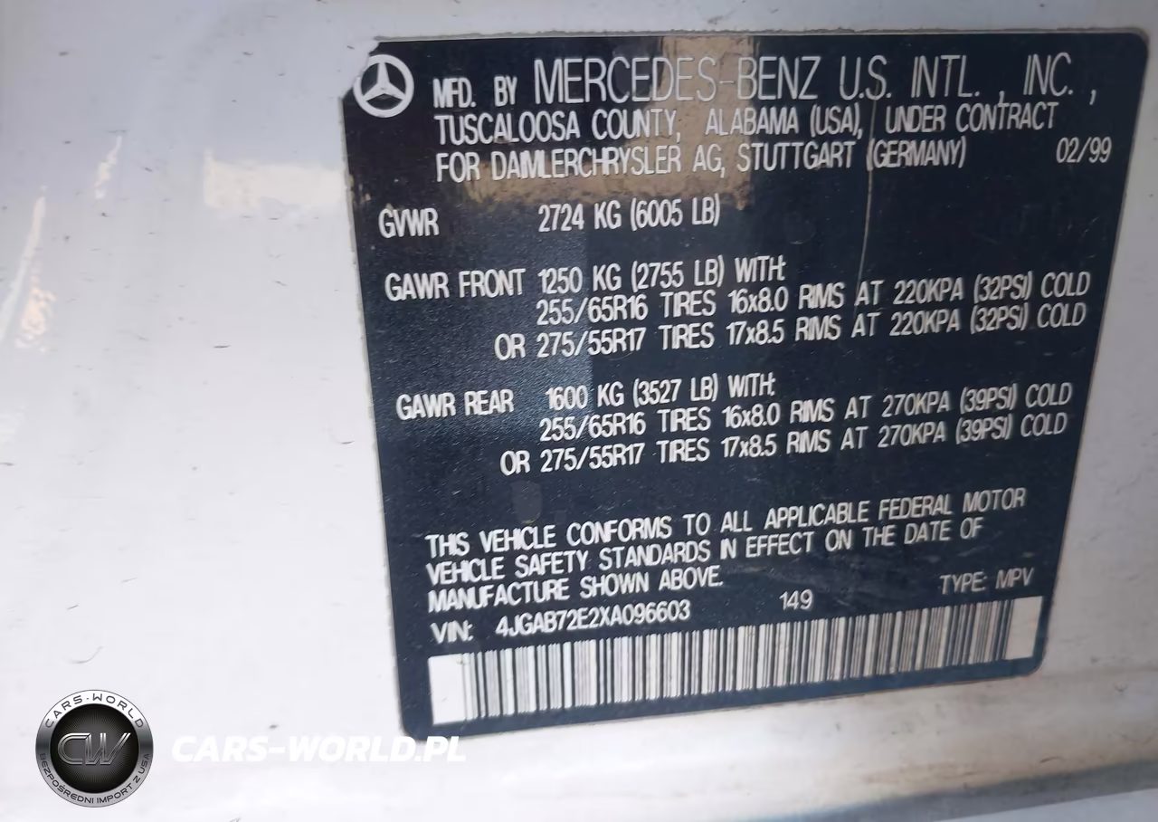 1999 Mercedes-Benz Ml 430 VIN:4JGAB72E2XA096603 - 9