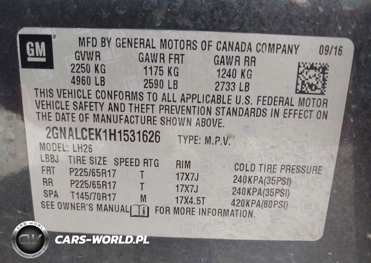 2017 Chevrolet Equinox Lt VIN:2GNALCEK1H1531626 - 9