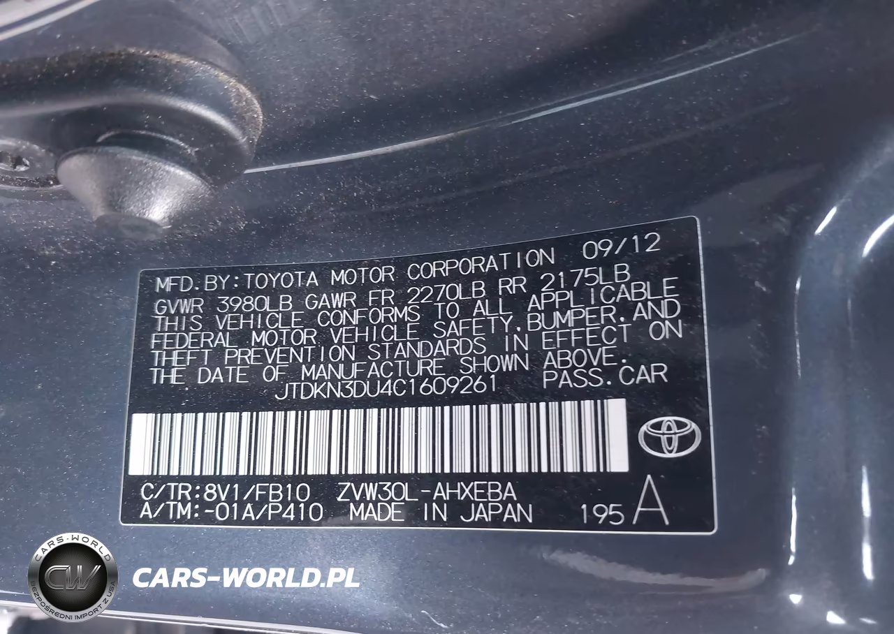 2012 Toyota Prius Three VIN:JTDKN3DU4C1609261 - 9
