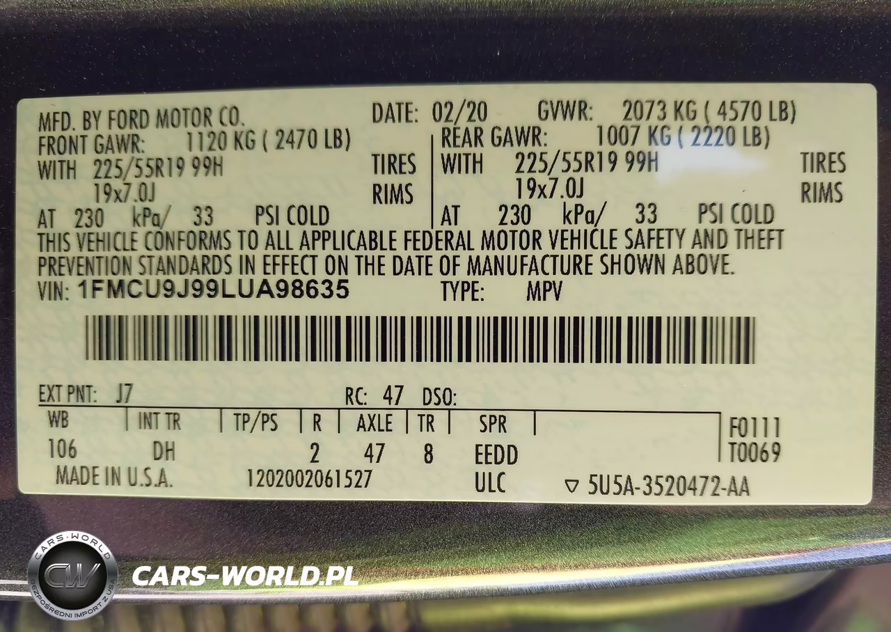2020 Ford Escape Titanium VIN:1FMCU9J99LUA98635 - 9