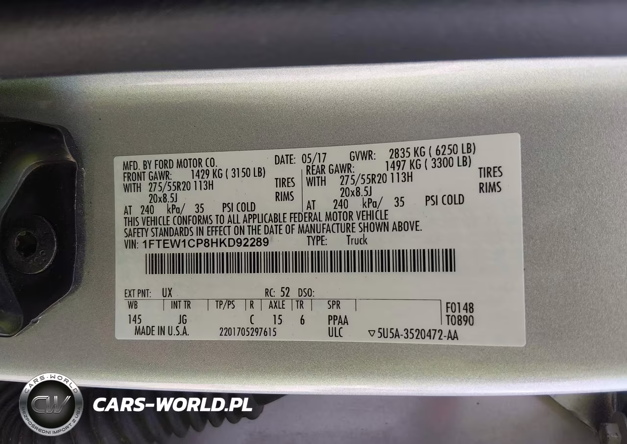 2017 Ford F-150 Xl VIN:1FTEW1CP8HKD92289 - 9