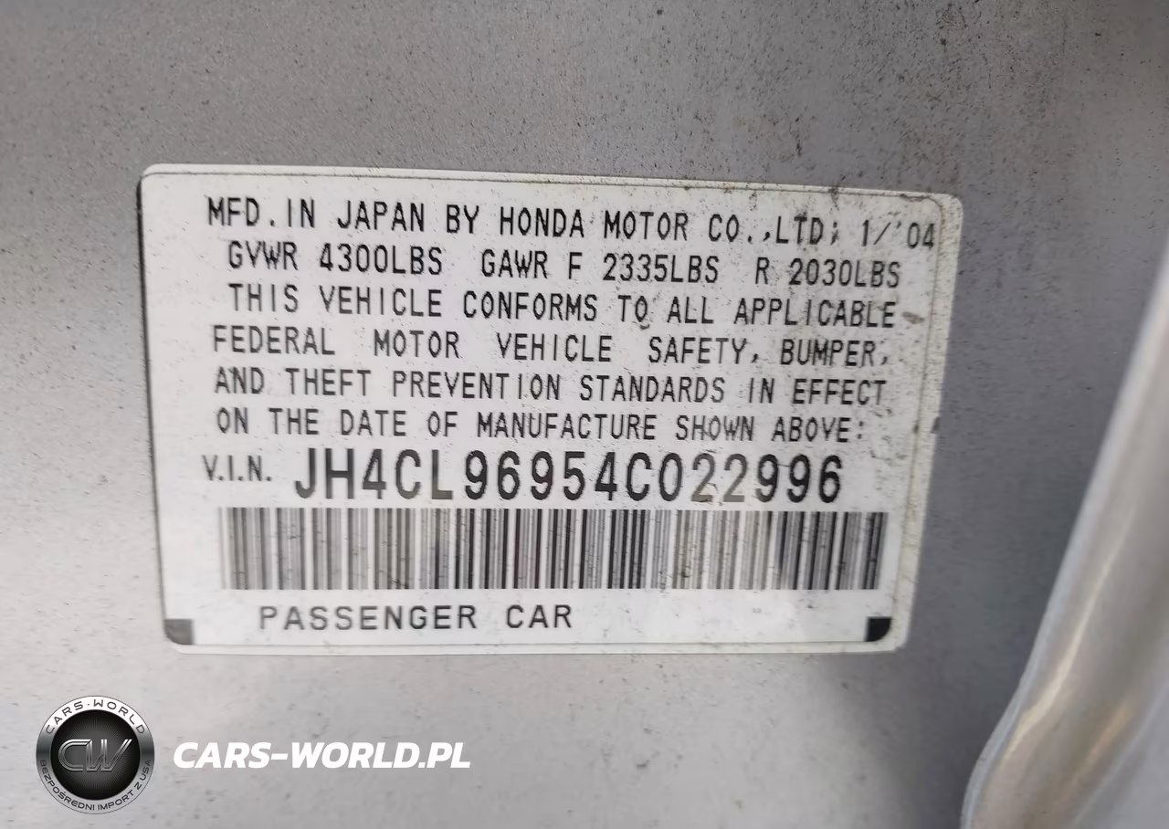 2004 Acura Tsx VIN:JH4CL96954C022996 - 9