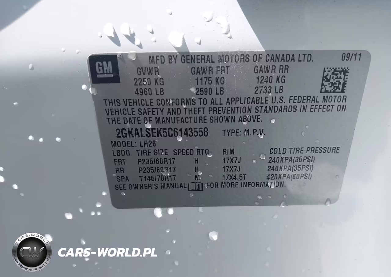 2012 GMC Terrain Sle-2 VIN:2GKALSEK5C6143558 - 9