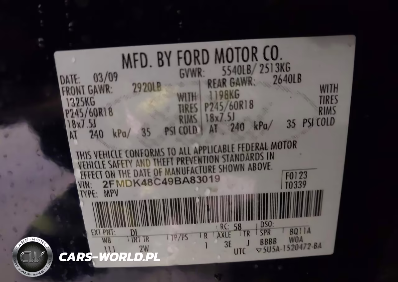 2009 Ford Edge Sel VIN:2FMDK48C49BA83019 - 9