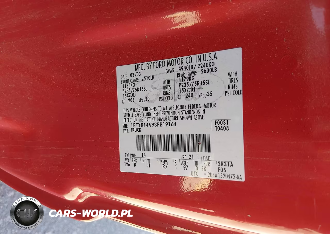 2003 Ford Ranger Edge-Tremor-Xl-Xlt VIN:1FTYR14V93PB19164 - 9