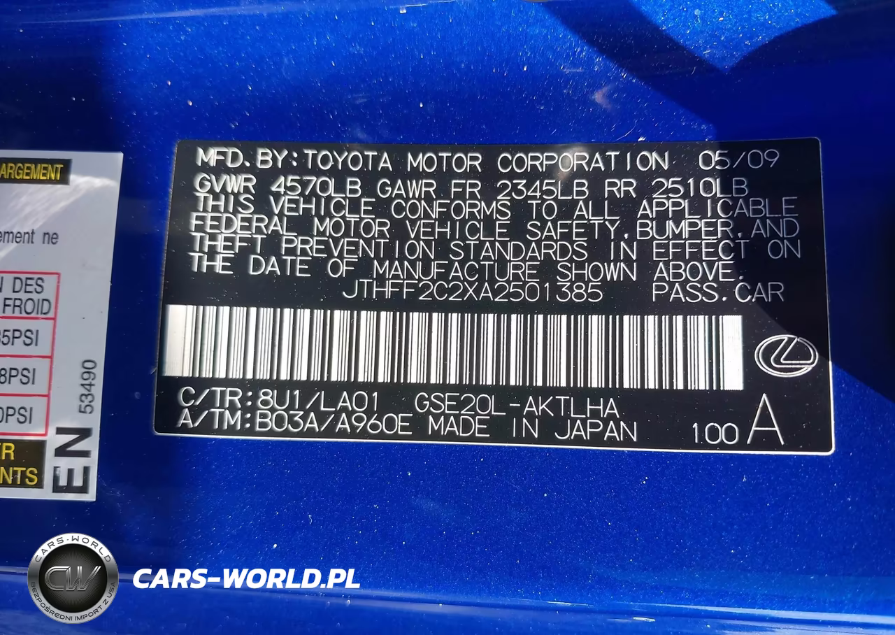 2010 Lexus Is 250C VIN:JTHFF2C2XA2501385 - 9