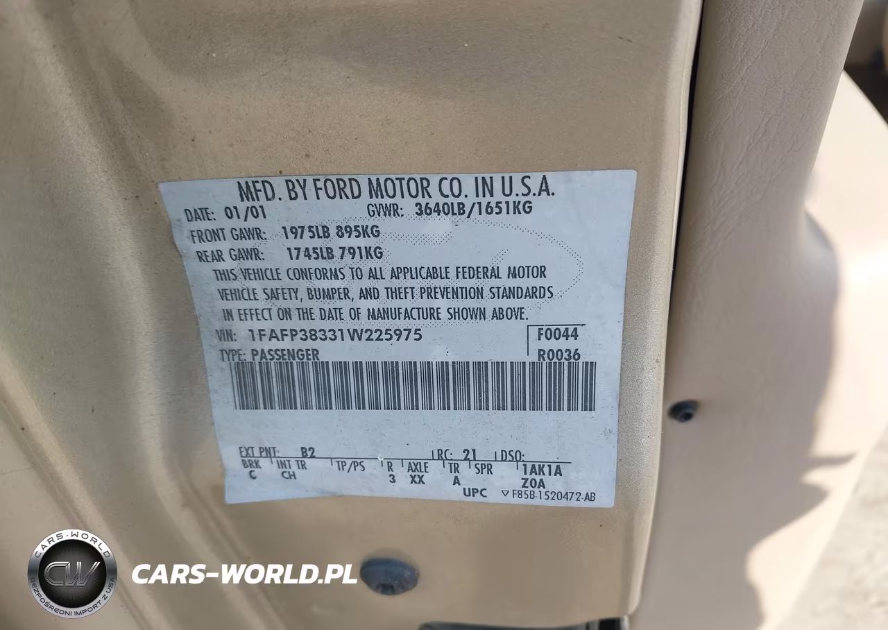 2001 Ford Focus Zts VIN:1FAFP38331W225975 - 9