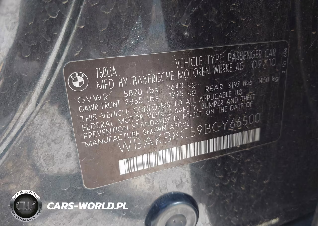 2011 BMW 750Li VIN:WBAKB8C59BCY66500 - 9