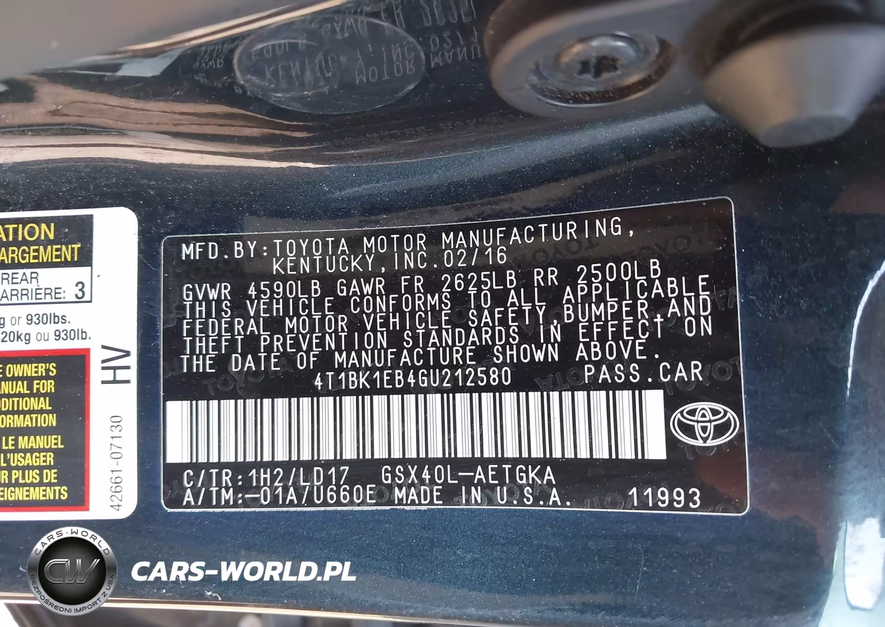 2016 Toyota Avalon Xle VIN:4T1BK1EB4GU212580 - 9
